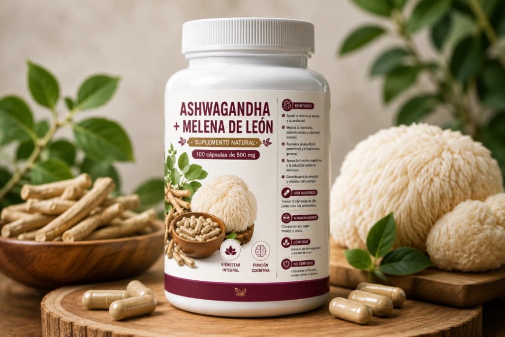 Ashwagandha+Melena de león 100 cápsulas